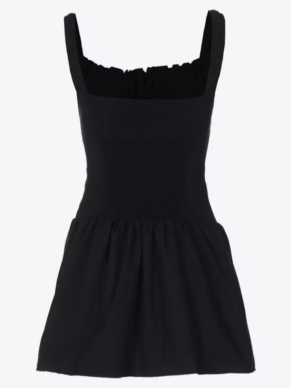 Party Dresses Mini White Straps Neck Lace Up Sleeveless Pleated Casual Semi Formal Dress