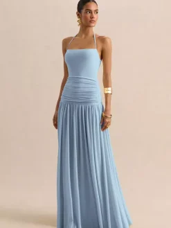 Party Dresses Yellow Straps Neck Short Sleeves Sexy Semi Formal Dress