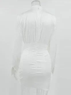 Party DressMini Black Stand Collar Long Sleeves Lantern Sleeve Elegant Semi Formal Dress