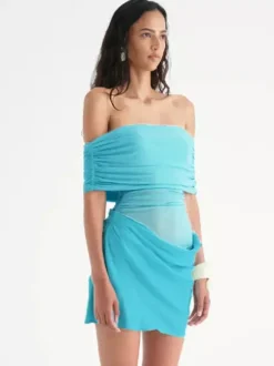 Party Dress Dresses Mini Green Strapless Pleated Sleeveless Semi Formal Dress