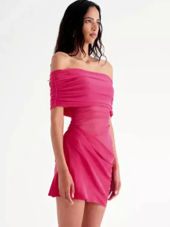 Party Dress Dresses Mini Green Strapless Pleated Sleeveless Semi Formal Dress