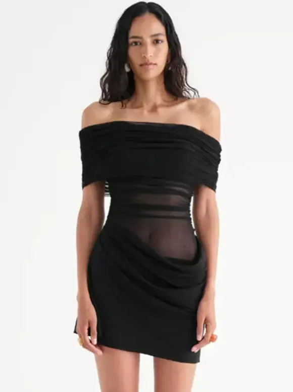 Party Dress Dresses Mini Green Strapless Pleated Sleeveless Semi Formal Dress