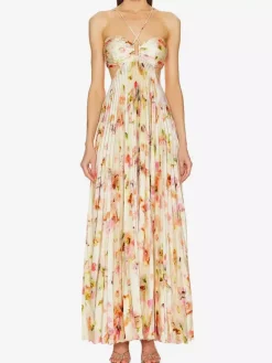 Party Dresses Floral Print Backless Spaghetti Strap Maxi Dress Summer Boho Beach Long Dress