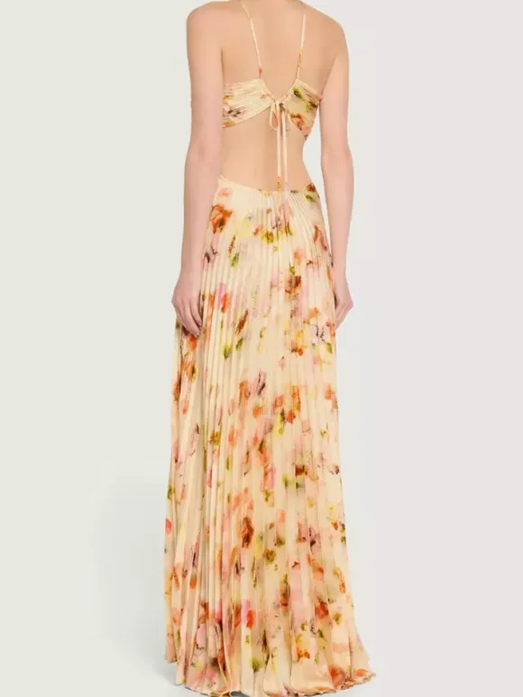 Party Dresses Floral Print Backless Spaghetti Strap Maxi Dress Summer Boho Beach Long Dress