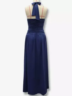 Party Dresses Halter Ruched High Slit Elegant Women Evening Long Maxi Dress