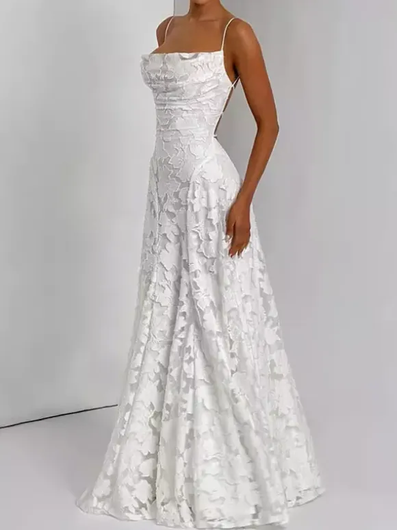 Party Dresses Jacquard Maxi Slip Dress With Backless Design For Summer Events 2026