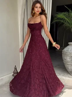 Party Dresses Jacquard Maxi Slip Dress With Backless Design For Summer Events 2026