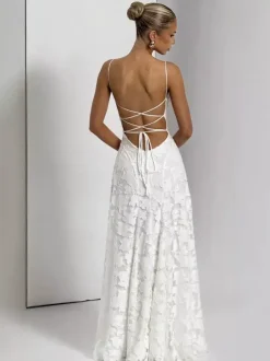 Party Dresses Jacquard Maxi Slip Dress With Backless Design For Summer Events 2026