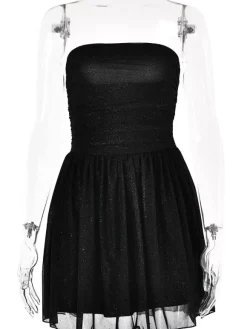 Party Dresses Red Strapless Bows Sleeveless Open Shoulder Semi Formal Dress