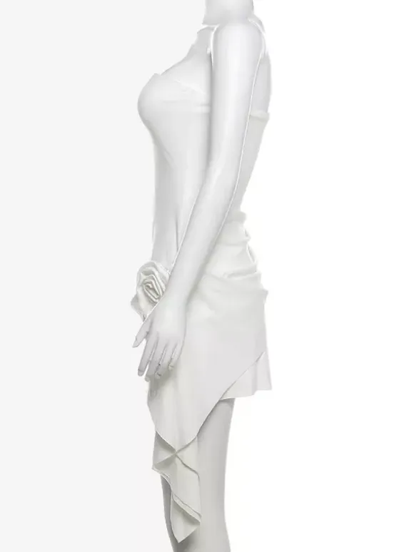 Party Dresses White Strapless Sleeveless Semi Formal Dress