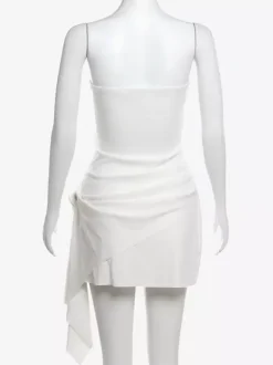Party Dresses White Strapless Sleeveless Semi Formal Dress