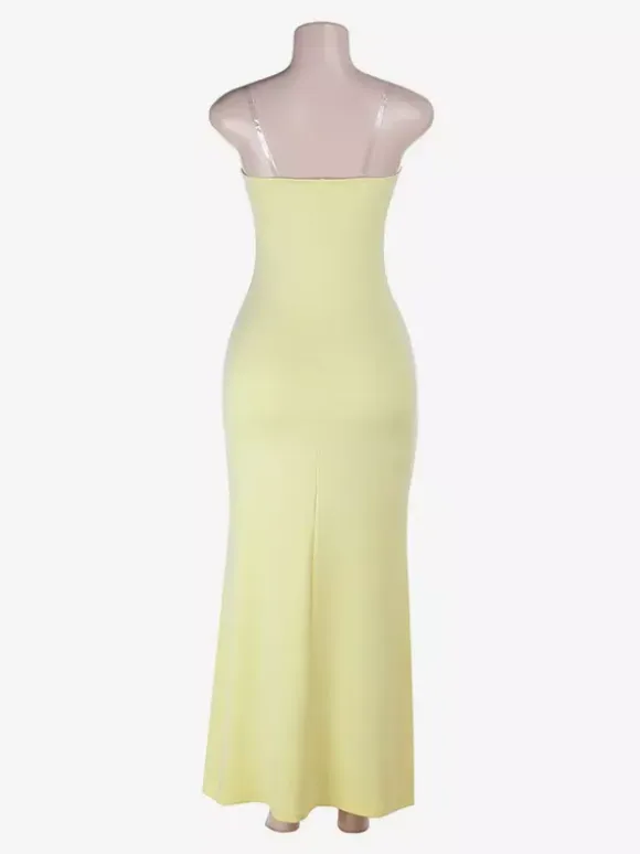 Party Dresses Yellow Strapless Lace Corset Maxi Dress Sweetheart Bustier Bodycon Mermaid Evening Gown