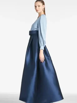 Party Dress For Mother Of The Bride V-Neck Long Sleeves A-Line Sash Guest Dresses For Wedding