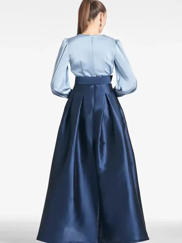 Party Dress For Mother Of The Bride V-Neck Long Sleeves A-Line Sash Guest Dresses For Wedding