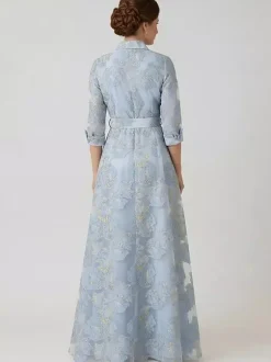 Party Dress For Mother Of The Bride Designed Neckline 3/4 Length Sleeves A-Line Sash Guest Dresses For Wedding