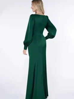 Party Dress For Mother Of The Bride Bond Long Sleeves Ball Gown Pleated Guest Dresses For Wedding
