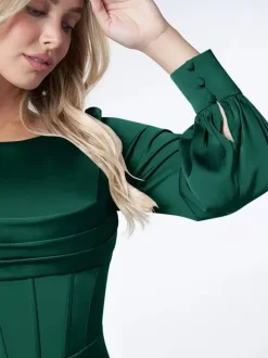 Party Dress For Mother Of The Bride Bond Long Sleeves Ball Gown Pleated Guest Dresses For Wedding