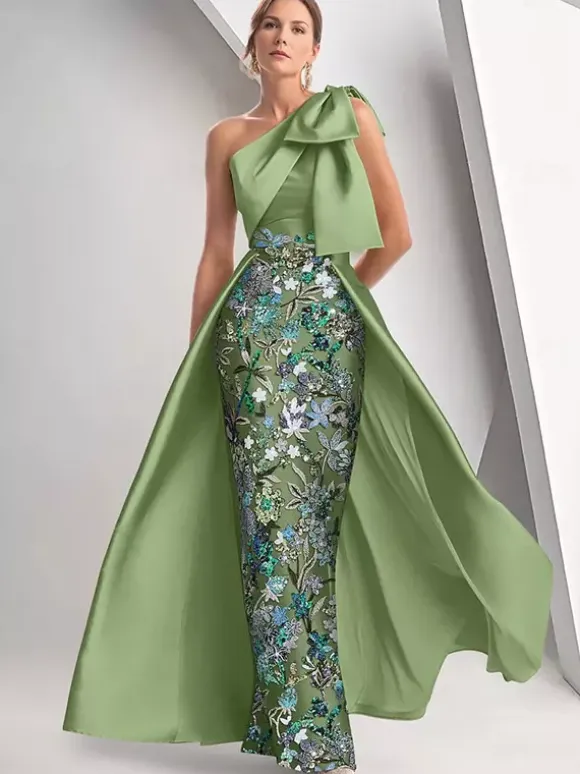 Party Dress For Mother Of The Bride Designed Neckline Sleeveless A-Line Sequins Floor-Length Wedding Guest Dresses