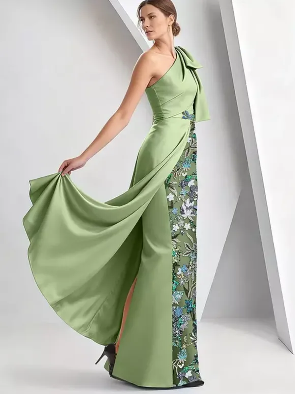 Party Dress For Mother Of The Bride Designed Neckline Sleeveless A-Line Sequins Floor-Length Wedding Guest Dresses