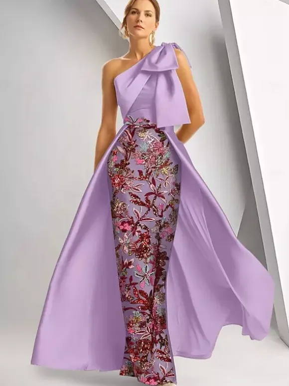 Party Dress For Mother Of The Bride Designed Neckline Sleeveless A-Line Sequins Floor-Length Wedding Guest Dresses