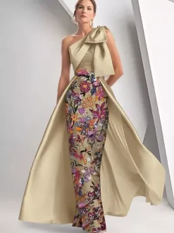 Party Dress For Mother Of The Bride Designed Neckline Sleeveless A-Line Sequins Floor-Length Wedding Guest Dresses