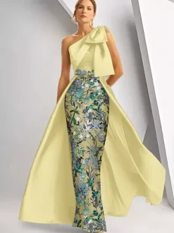 Party Dress For Mother Of The Bride Designed Neckline Sleeveless A-Line Sequins Floor-Length Wedding Guest Dresses