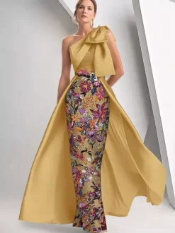 Party Dress For Mother Of The Bride Designed Neckline Sleeveless A-Line Sequins Floor-Length Wedding Guest Dresses