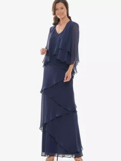 Party Dress For Mother Of The Bride V-Neck Sleeveless A-Line Ruffles Wedding Guest Dresses