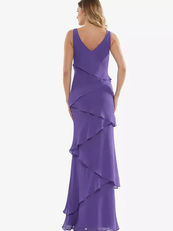 Party Dress For Mother Of The Bride V-Neck Sleeveless A-Line Ruffles Wedding Guest Dresses
