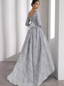 Party Dress For Mother Of The Bride Designed Neckline 3/4 Length Sleeves A-Line Flowers Tea-Length Guest Dresses For Wedding