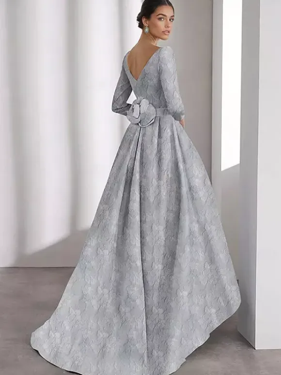 Party Dress For Mother Of The Bride Designed Neckline 3/4 Length Sleeves A-Line Flowers Tea-Length Guest Dresses For Wedding