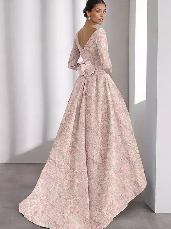 Party Dress For Mother Of The Bride Designed Neckline 3/4 Length Sleeves A-Line Flowers Tea-Length Guest Dresses For Wedding