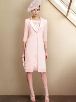 Party Dress For Mother Of The Bride Jewel Neck Half Sleeves Sheath Lace Wedding Guest Dresses Free Customization