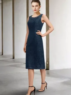Party Dress For Mother Of The Bride Jewel Neck Sleeveless A-Line Lace Wedding Guest Dresses Free Customization