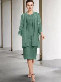 Party Dress For Mother Of The Bride Jewel Neck Sleeveless A-Line Lace Wedding Guest Dresses Free Customization