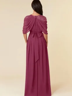 Party Dress For Mother Of The Bride Jewel Neck Sleeveless A-Line Beaded Floor-Length Wedding Guest Dresses