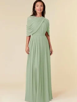 Party Dress For Mother Of The Bride Jewel Neck Sleeveless A-Line Beaded Floor-Length Wedding Guest Dresses