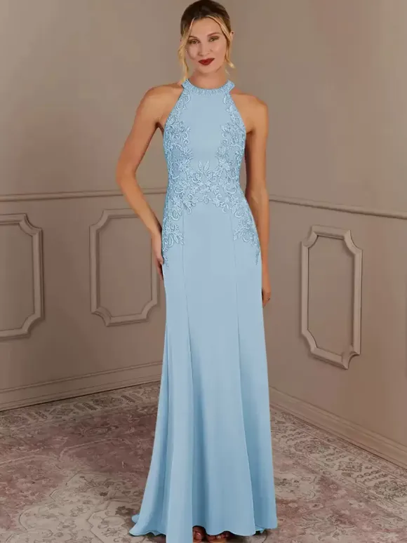 Party Dress For Mother Of The Bride Halter Sleeveless Mermaid Beaded With Train Guest Dresses For Wedding