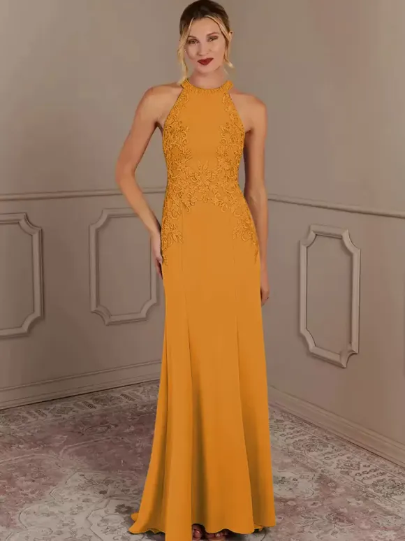 Party Dress For Mother Of The Bride Halter Sleeveless Mermaid Beaded With Train Guest Dresses For Wedding