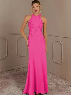 Party Dress For Mother Of The Bride Halter Sleeveless Mermaid Beaded With Train Guest Dresses For Wedding