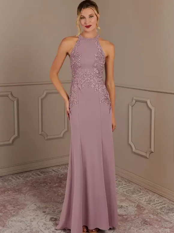 Party Dress For Mother Of The Bride Halter Sleeveless Mermaid Beaded With Train Guest Dresses For Wedding