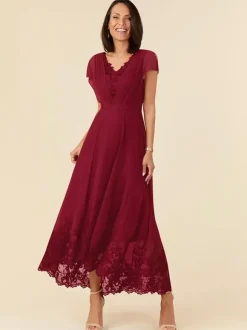 Party Dress For Mother Of The Bride V-Neck Sleeveless A-Line Pleated Ankle-Length Wedding Guest Dresses