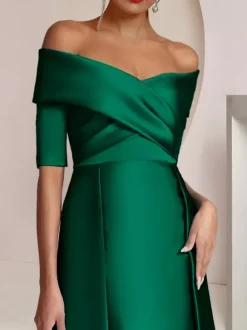 Party Dress For Mother Of The Bride Off-The-Shoulder Half Sleeves Mermaid Guest Dresses For Wedding