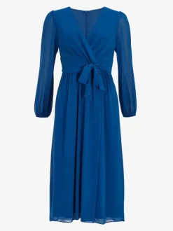 Party Dress For Mother Of The Bride V-Neck Long Sleeves A-Line Bows Guest Dresses For Wedding