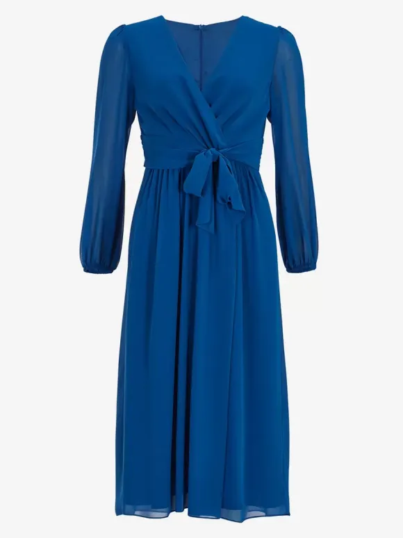 Party Dress For Mother Of The Bride V-Neck Long Sleeves A-Line Bows Guest Dresses For Wedding