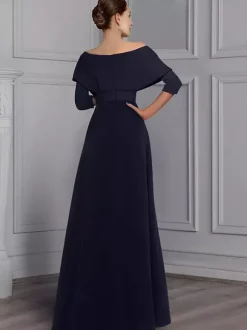 Party Dress For Mother Of The Bride Designed Neckline 3/4 Length Sleeves Jumpsuit Sash Floor-Length Wedding Guest Dresses