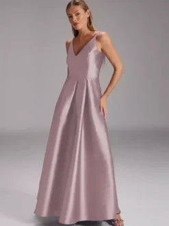 Party Dress For Mother Of The Bride V-Neck Sleeveless Ball Gown Pleated Wedding Guest Dresses