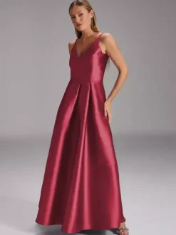 Party Dress For Mother Of The Bride V-Neck Sleeveless Ball Gown Pleated Wedding Guest Dresses