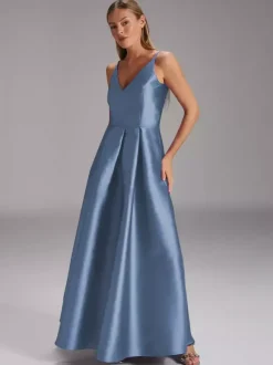 Party Dress For Mother Of The Bride V-Neck Sleeveless Ball Gown Pleated Wedding Guest Dresses