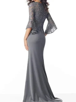 Party Dress For Mother Of The Bride V Neck 3/4 Length Sleeves Applique Mermaid Wedding Guest Dresses Free Customization